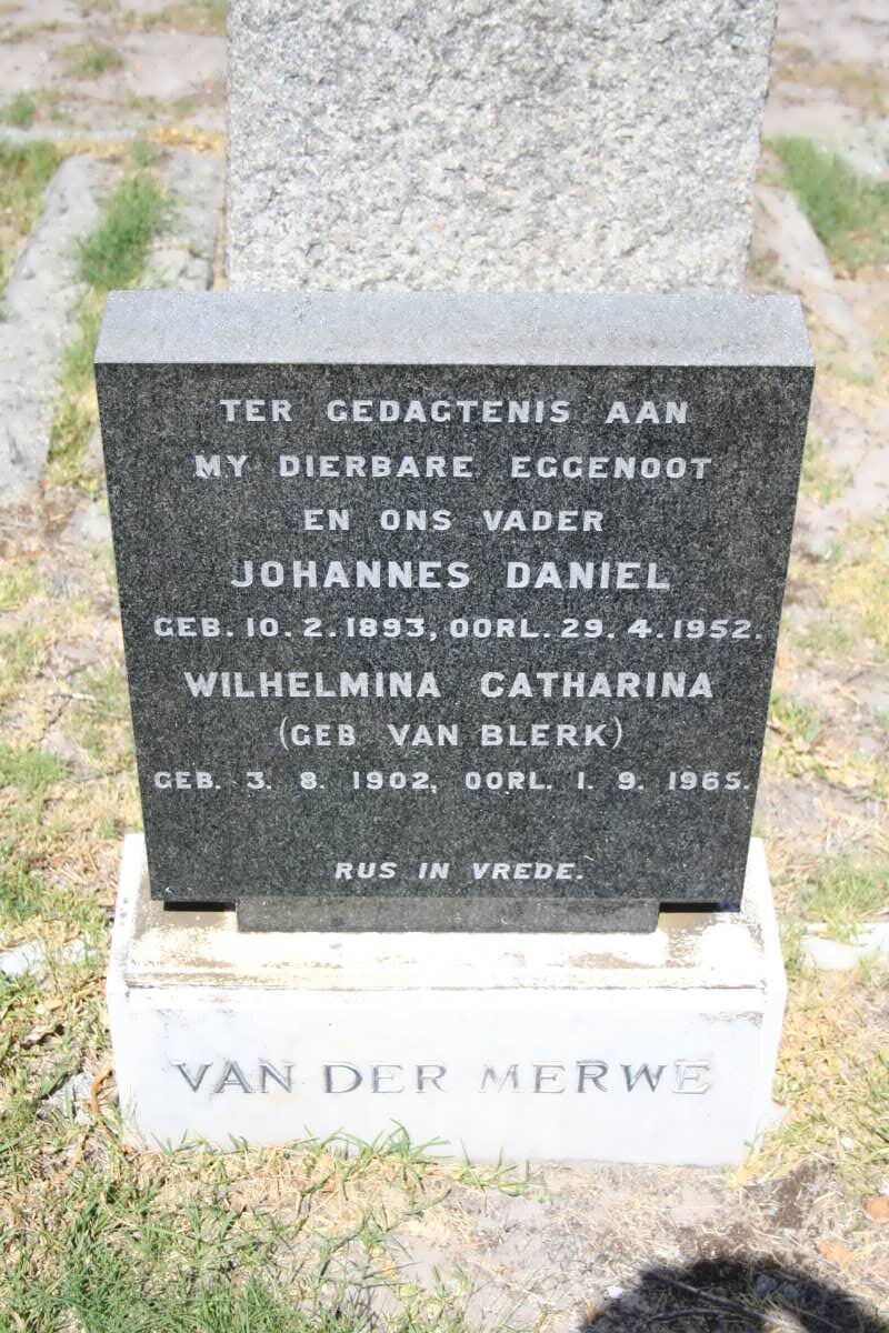 MERWE Johannes Daniel, van der 1893-1952 & Wilhelmina Catharina VAN BLERK 1902-1965