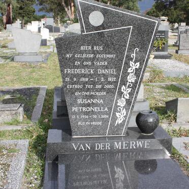 MERWE Frederick Daniel, van der 1919-1972 & Susanna Petronella 1916-2004