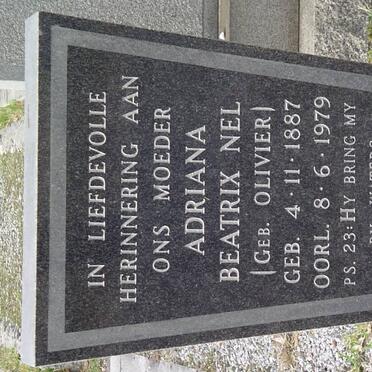 NEL Adriana Beatrix nee OLIVIER 1887-1979 