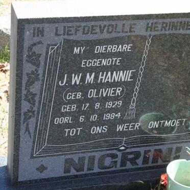 NIGRINI J.W.M. nee OLIVIER 1929-1984