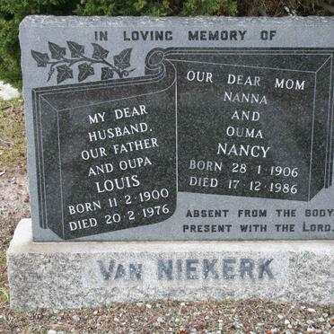 NIEKERK Louis, van 1900-1976 &amp; Nancy 1906-1986