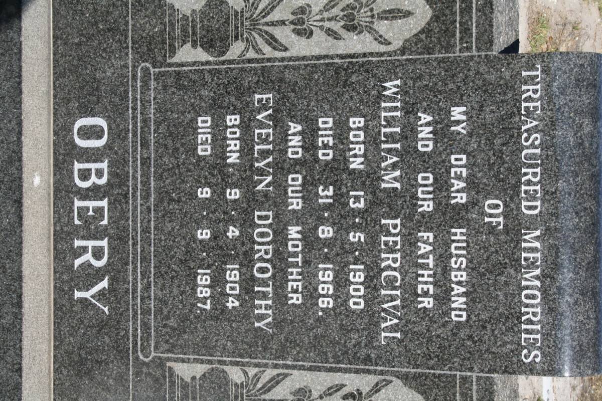OBERY William Percival 1900-1966 &amp; Evelyn Dorothy 1904-1987