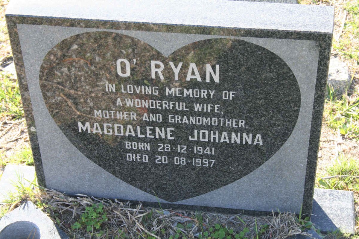 O'RYAN Magdalene Johanna 1941-1997