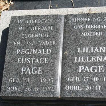 PAGE Reginald Eustace 1905-1976 &amp; Lilian Helena 1906-2006