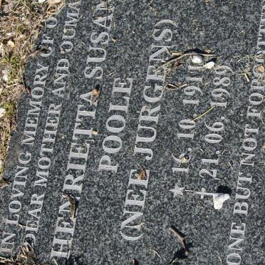 POOLE Henrietta Susan? nee JURGENS 1911-1989