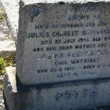 POTTS Julius Charles Raphael -1955 &amp; Gezina Aletha WATKINS 191?-1973