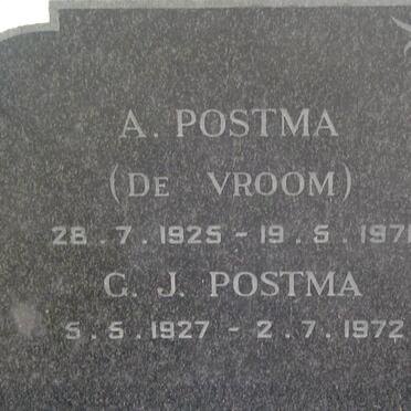POSTMA G.J. 1927-1972 &amp; A. de VROOM 1925-1971 