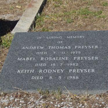 PREYSER Andrew Thomas -1975 :: PREYSER Mabel Rosaline -1982 :: PREYSER Keith Rodney -1988
