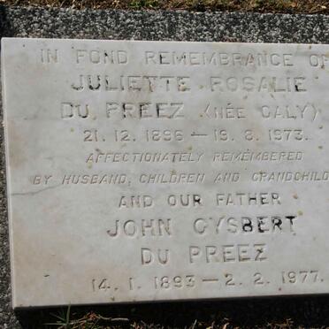 PREEZ John Gysbert, du 1893-1977 &amp; Juliette Rosalie CALY 1896-1973