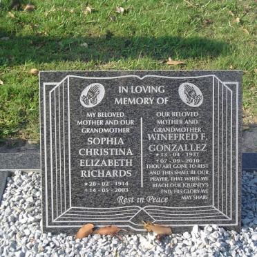 RICHARDS Sophia Christina Elizabeth 1914-2003 :: GONZALLEZ Winefred F. 1931-2010