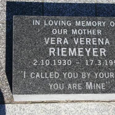 RIEMEYER Vera Verena 1930-1998