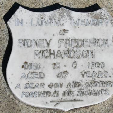 RICHARDSON Sidney Frederick -1960