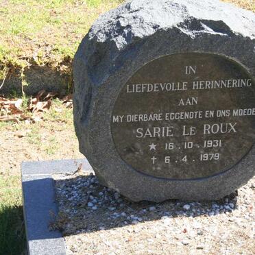 ROUX Sarie, le 1931-1979