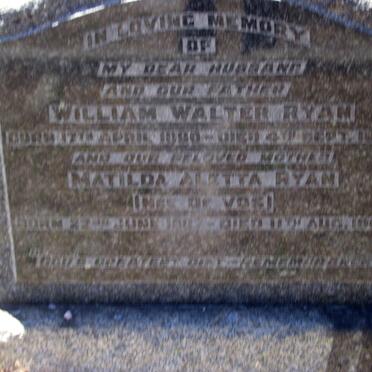 RYAN William Walter 1880-1951 &amp; Matilda Aletta DE VOS