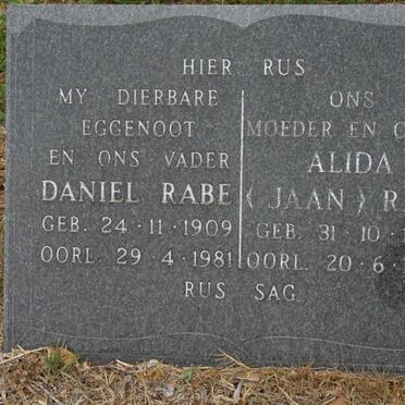 RABE Daniel 1909-1981 &amp; Alida JAAN 1912-1994