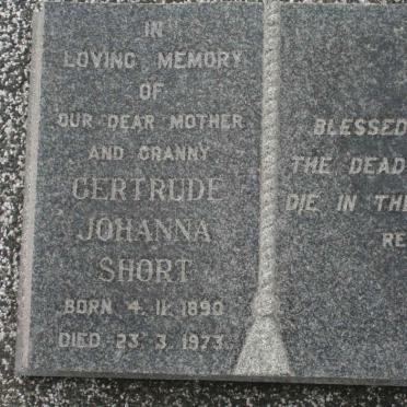 SHORT Gertrude Johanna 1890-1973