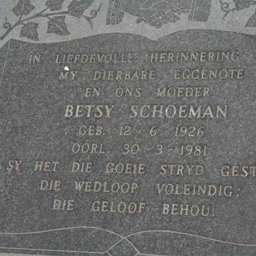 SCHOEMAN Betsy 1926-1981
