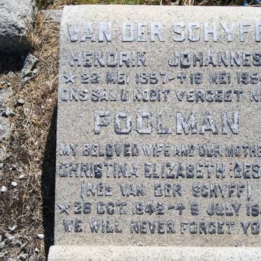 SCHYFF Hendrik Johannes, van der 1897-1954 :: POOLMAN Christina Elizabeth nee VAN DER SCHYFF 1942-1981