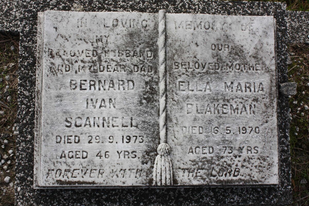 SCANNELL Bernard Ivan -1973 &amp; Ella Maria BLAKEMAN -1970