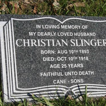 SLINGER Christian 1893-1918