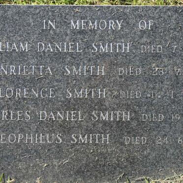 SMITH William Daniel -1973 :: SMITH Henrietta -1959 :: SMITH Florence -1966 :: SMITH Charles Daniel -1982