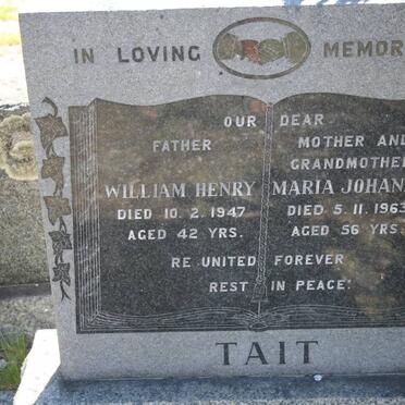 TAIT William Henry -1947 &amp; Maria Johanna -1963