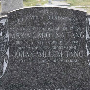 TANG Johan Willem 1892-1961 &amp; Maria Carolina 1892-1959