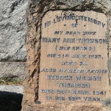 THOMSON George Wilson -1941 &amp; Mary Ann SHAND -1932