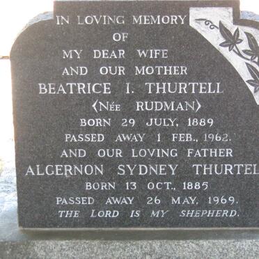 THURTLE Algernon Sydney 1885-1969 &amp; Beatrice I. RUDMAN 1889-1962