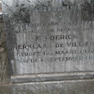 VILLIERS Frederick Herklaas, de 1920-1948