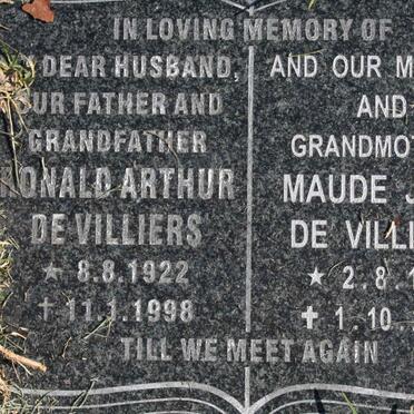 VILLIERS Ronald Arthur, de 1922-1998 &amp; Maude Jane 1924-2002