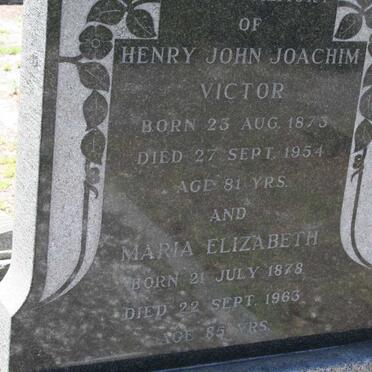 VICTOR Henry John Joachim 1873-1954 &amp; Maria Elizabeth 1878-1963