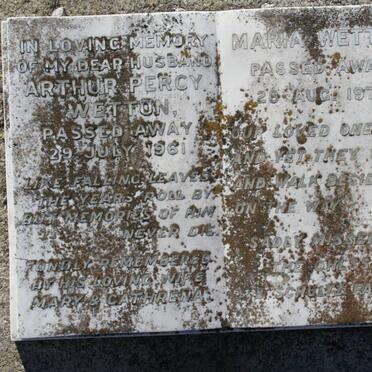 WETTON Arthur Percy -1961 &amp; Maria -1979