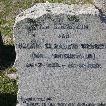 WESSELS Helena Elizabeth nee GROENEWALD 1868-1927