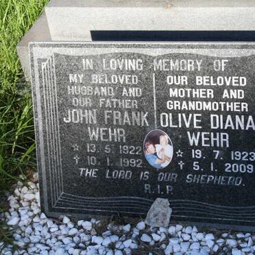 WEHR John Frank 1922-1992 &amp; Olive Diana 1923-2009