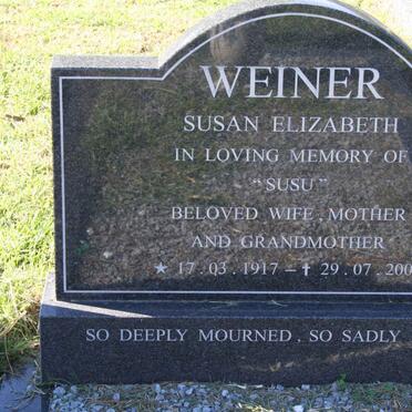WEINER Susan Elizabeth 1917-2000