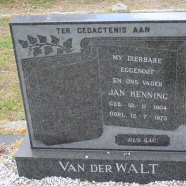 WALT Jan Henning, van der 1904-1973
