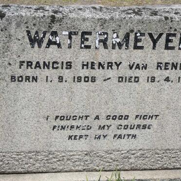 WATERMEYER Francis Henry van Renen 1906-1970