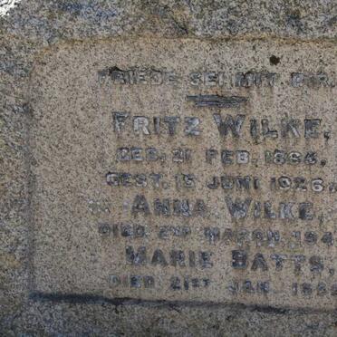 WILKE Fritz 1865-1926 &amp;  Anna -1947 :: BATTS Marie -1935