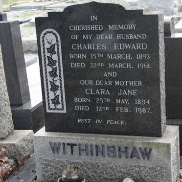 WITHINSHAW Charles Edward 1893-1961 &amp; Clara Jane 1894-1987