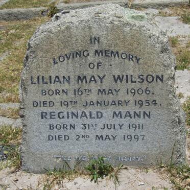 WILSON Reginald Mann 1911-1997 & Lilian May WILSON 1906-1954