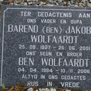 WOLFAARDT Barend Jakobus 1927-2001 :: WOLFAARDT Ben 1984-2006