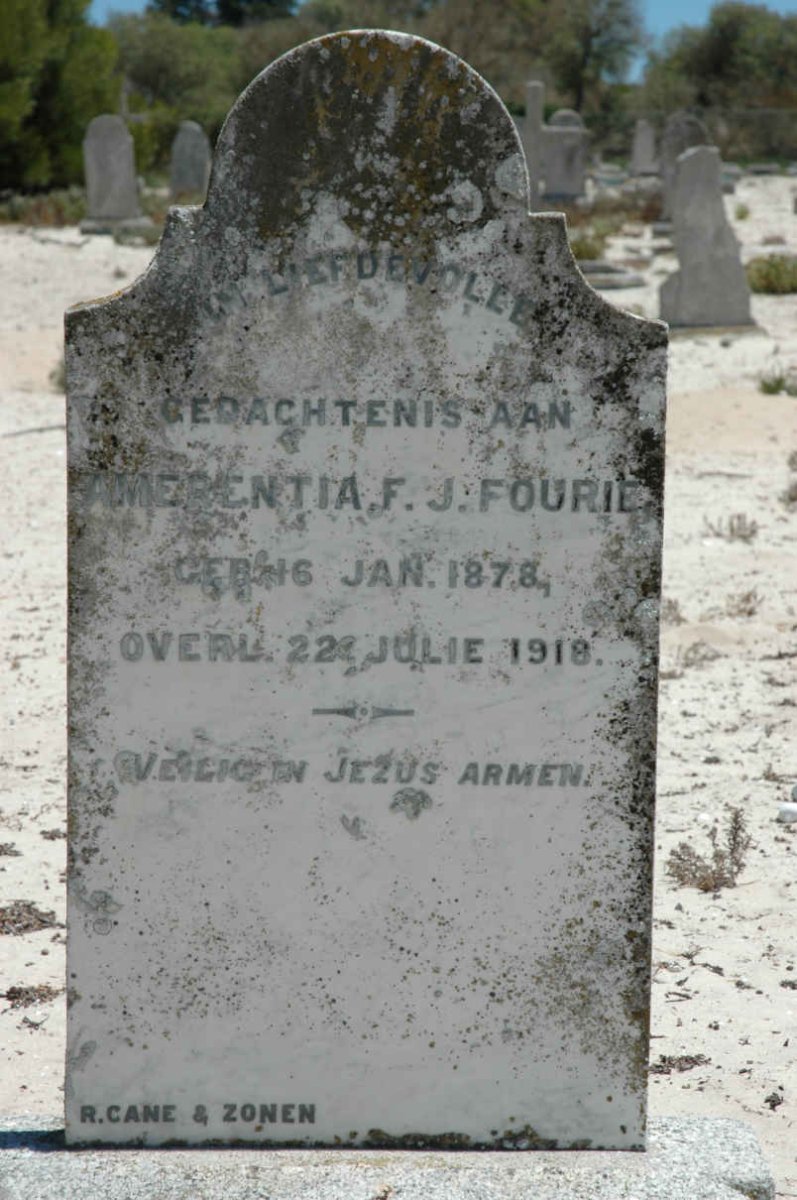 FOURIE Amerentia F.J. 1878-1918