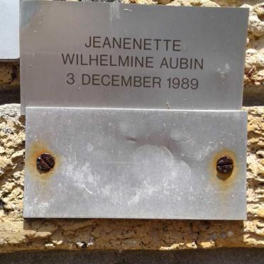 AUBIN Jeanenette Wilhelmine -1989 :: ADAIR John Wallace -1991
