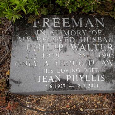FREEMAN Philip Walter 1919-1995 &amp; Jean Phyllis 1927-2021