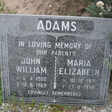 ADAMS John William 1900-1969 &amp; Maria Elizabeth 1901-1998