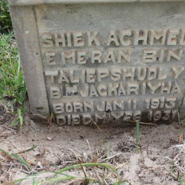 JACKARIYHA, Achmed Emeran Bin Taliepshudly Bin 1913-1931