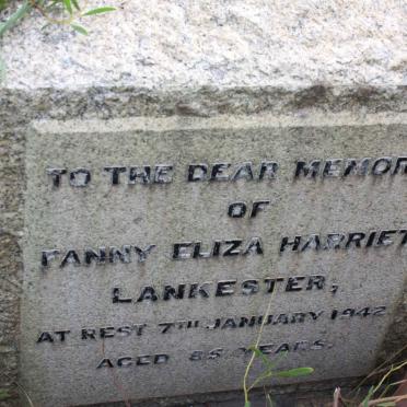 LANKESTER  Fanny Eliza Harriet -1942