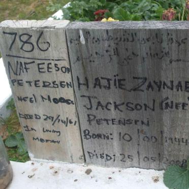PETERSEN Nafeeson nee MOOSI  -1961 :: JACKSON Hajie Zaynab nee PETENSEN 1944-2008
