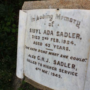 SADLER  Sibyl Ada -1924 &amp; SADLER C.H.J. -1945